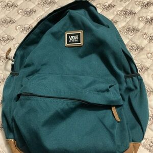 Vans Teal Canvas Backpack with Leather-Style Accents
